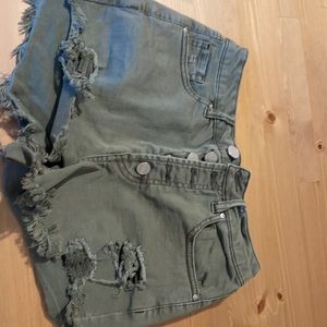Army green high rise shorts